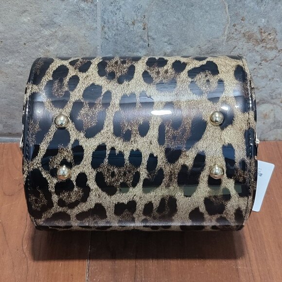 Leopard Print Round Barrel Shoulder Hand Bag - Picture 4 of 15
